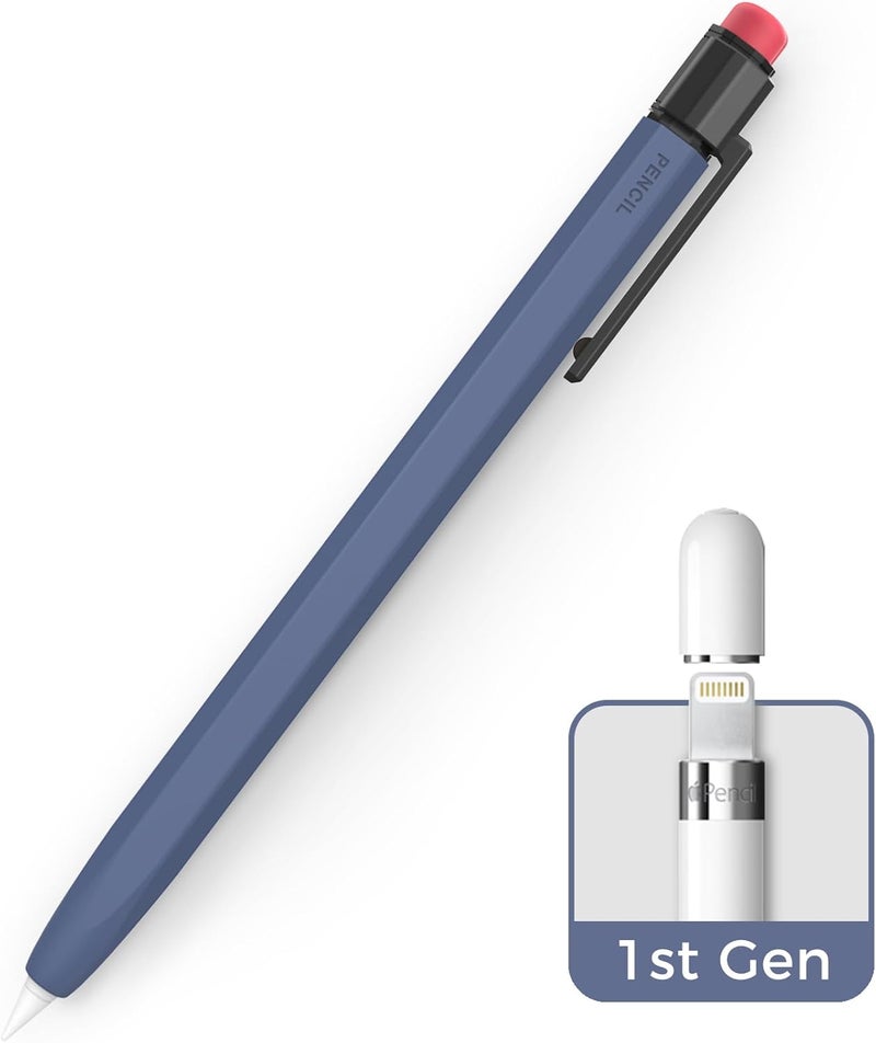 TRONWIN Apple Pencil 1st Generation Case, Silicone Pencil Sleeve Cover Perfect Grip Skin Classic Design with Sturdy Clip Compatible with Apple Pencil 1st gen for ipad (Midnight Blue) - Image 1